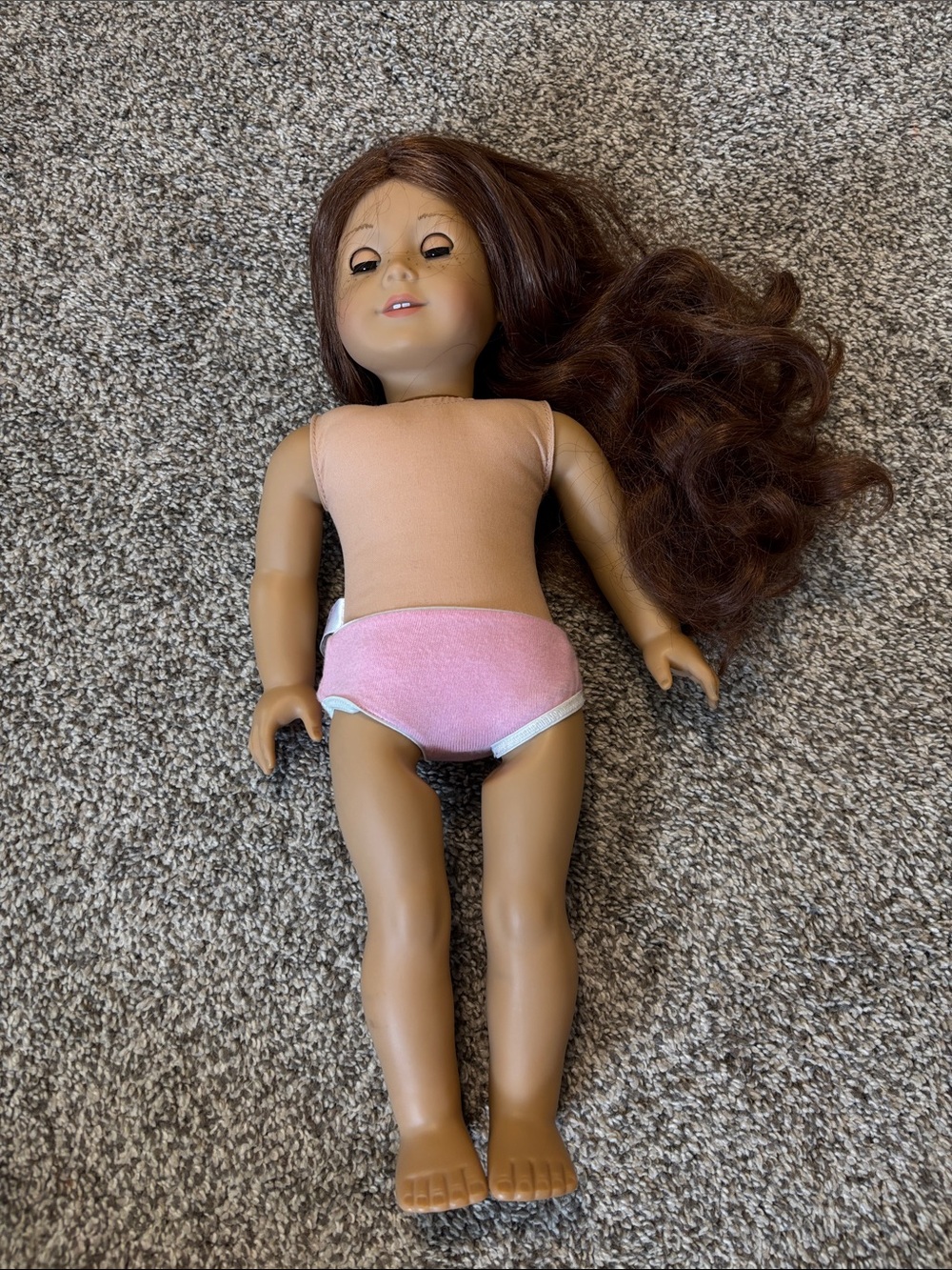 America. Girl doll Classic Brown-Haired Kids Doll with Pink underwear